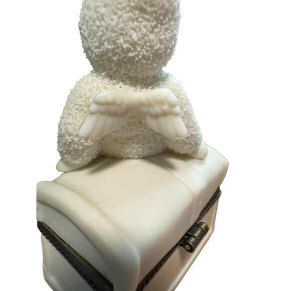 Vntg Dept 56 2000 Porcelain Angel Baby Sitting On Trinket Box With Metal Accents - Picture 2 of 9